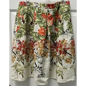 Talbots Skirt 14 Petite Multicolor Tropical Floral Linen A Line Read Description